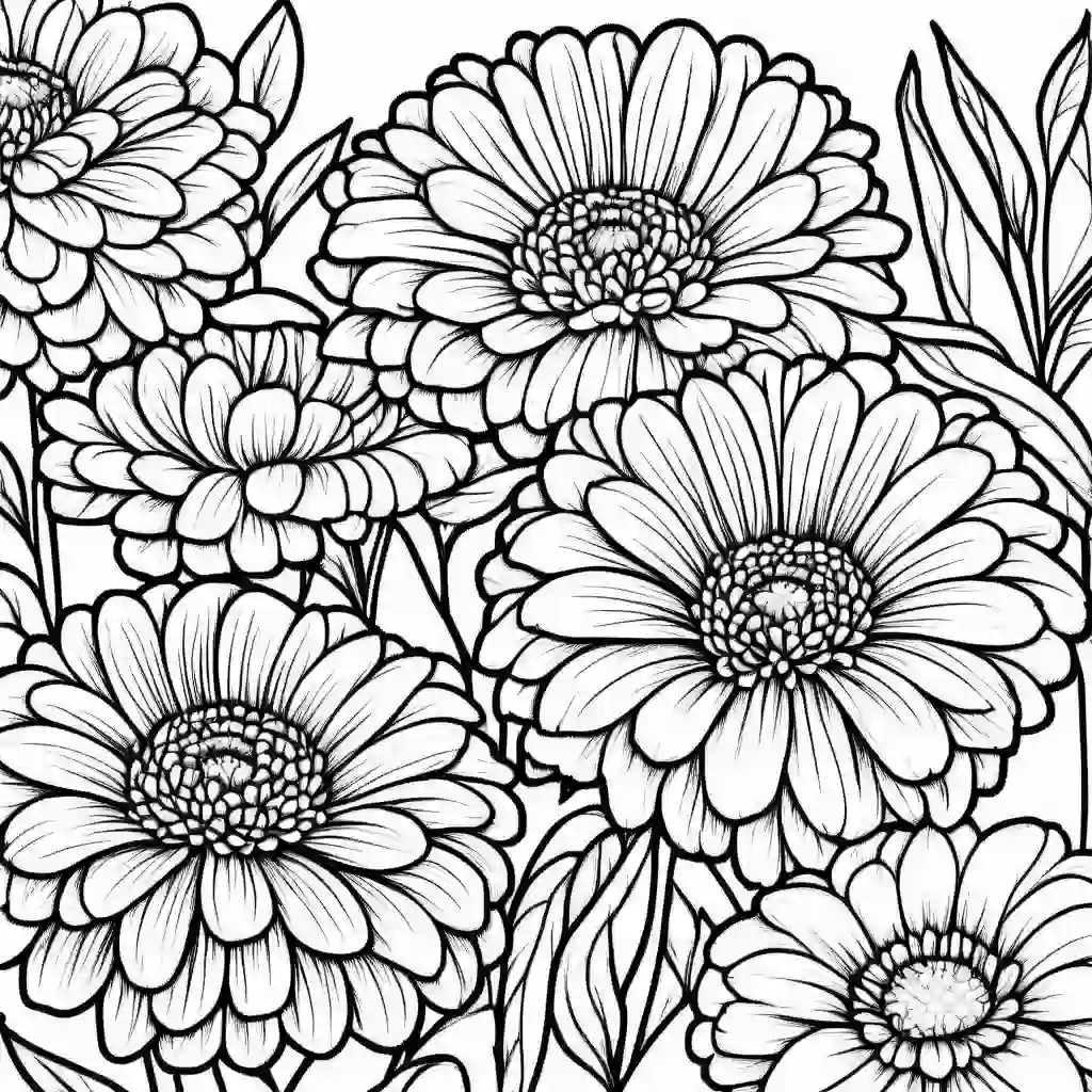 Zinnias coloring pages